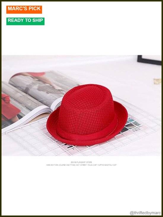 Lightweight Mesh Pork Pie Straw Fedora Bowler Hat main image 6